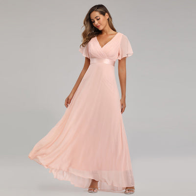 Celeste | Plus Size Double V-Neck Chiffon Evening Dress