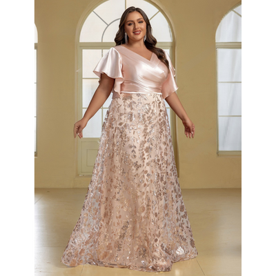 Clarissa | Plus Size Sequin Patchwork Fitted Cocktail & Dinner Dress