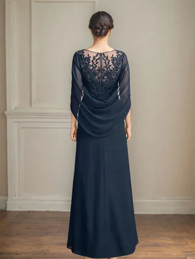 Eloria – Scoop Neck Sequined & Pleated Mother of the Bride Gown