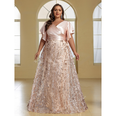 Clarissa | Plus Size Sequin Patchwork Fitted Cocktail & Dinner Dress
