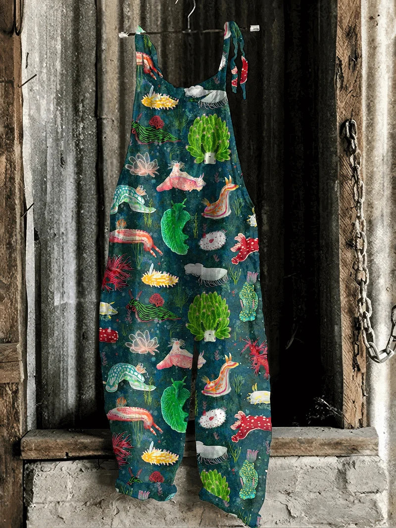 Lightweight artisanal jumpsuit in ocean reef style