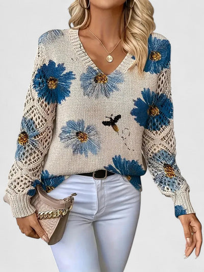 Magnolia | Elegant sweater with floral pattern