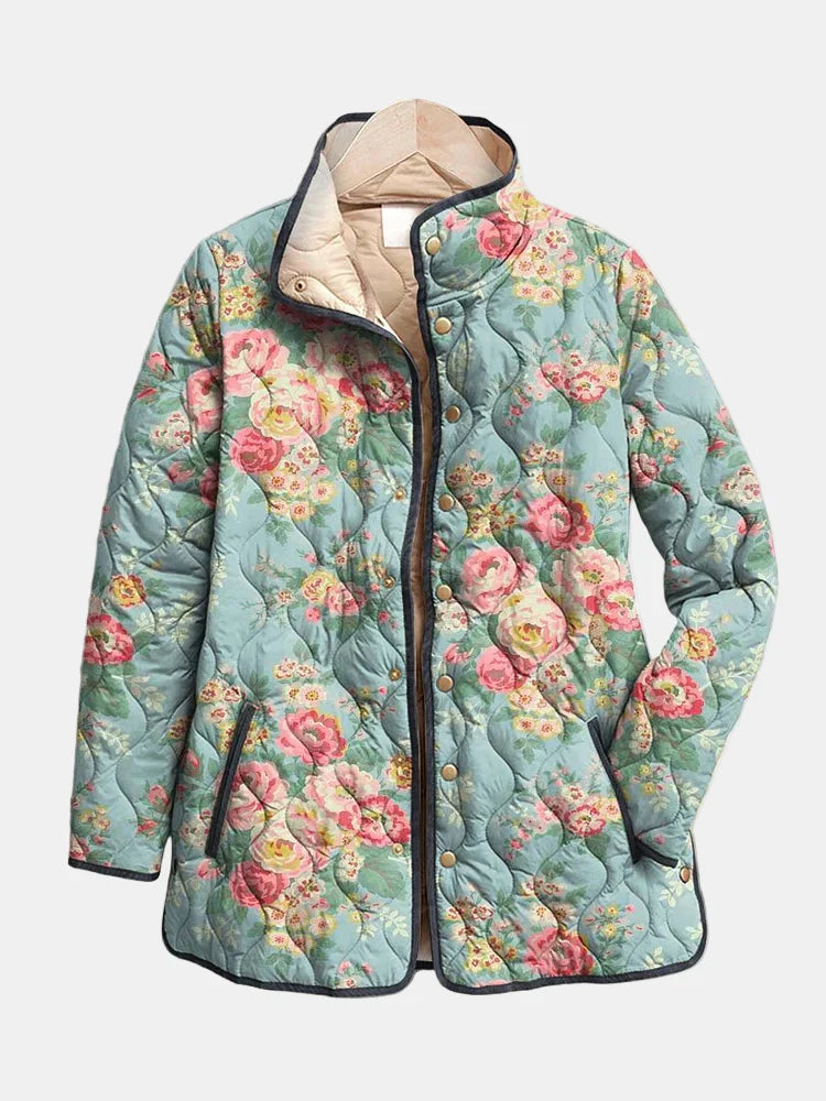 Elara | Quilted Floral Print Jacket