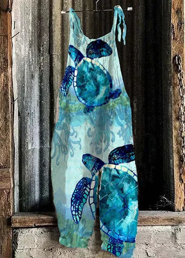 Lightweight artisanal jumpsuit in sea turtle style