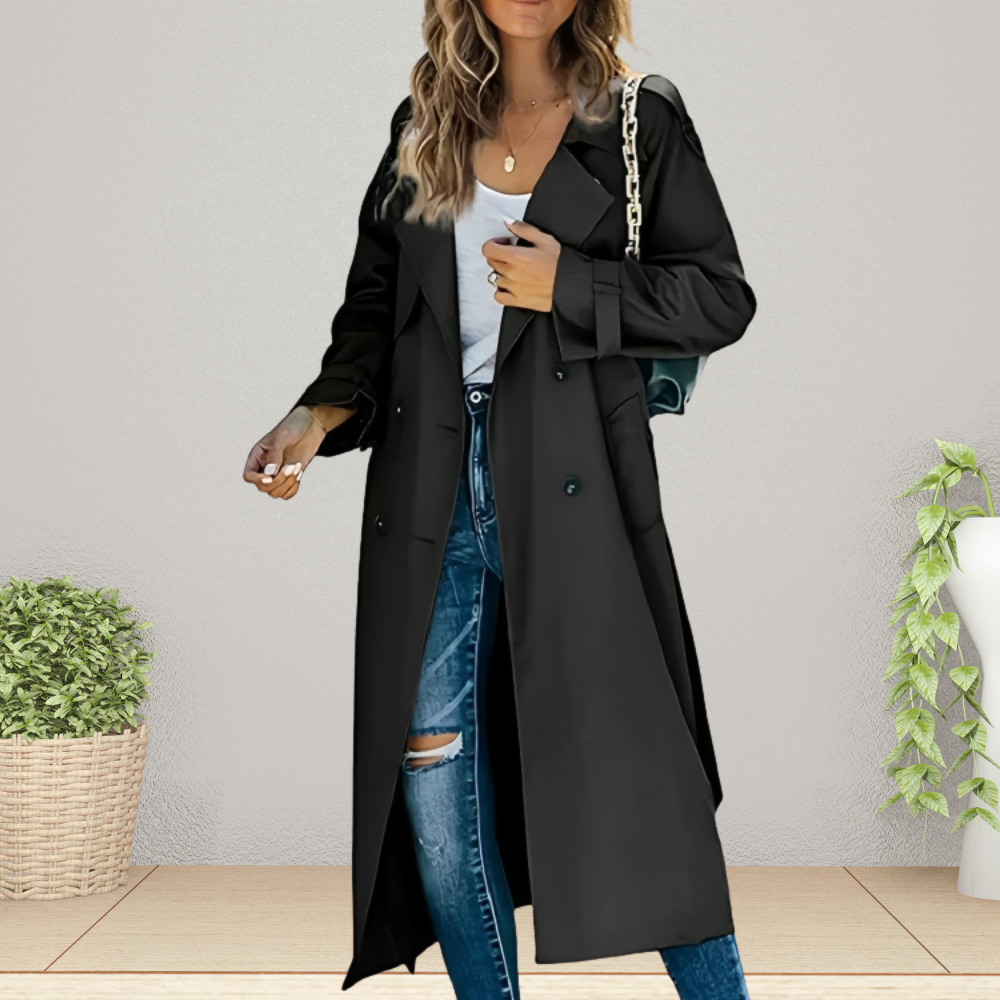 Charlie | Women’s Stylish Double-Breasted Long Trench Coat