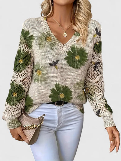 Magnolia | Elegant sweater with floral pattern
