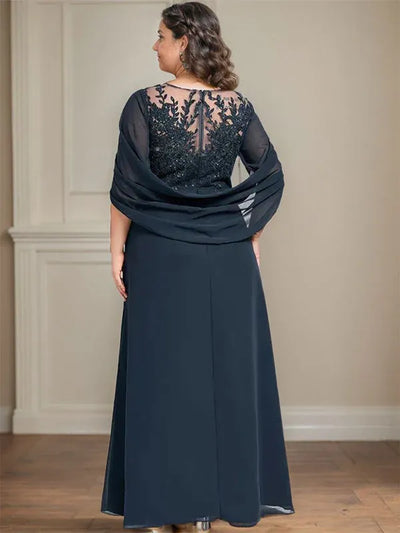 Eloria – Scoop Neck Sequined & Pleated Mother of the Bride Gown