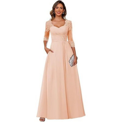 Amelia – Lace Appliqué Evening & Engagement Dress