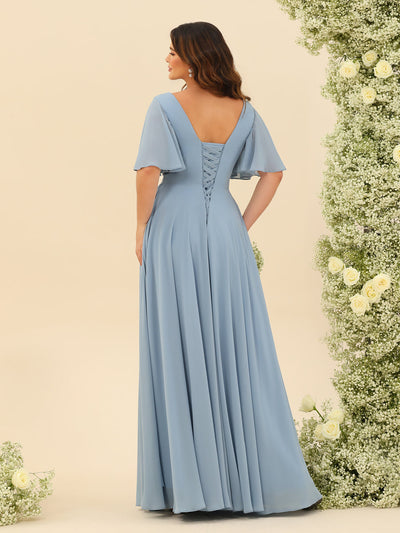 Elise | A-Line V-Neck Chiffon Dress with Pockets