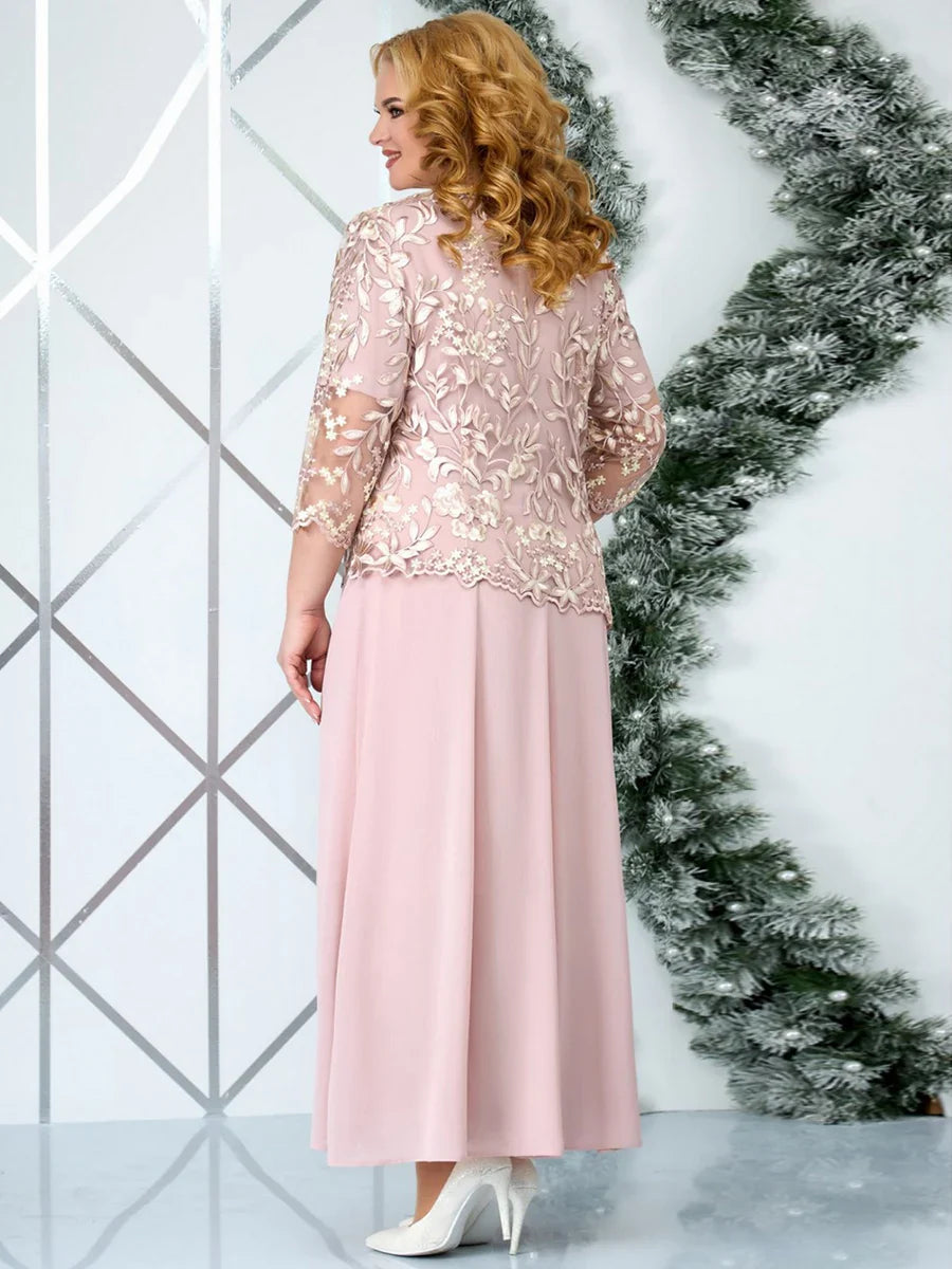 Celeste – Plus Size Floral Embroidered Evening Dress