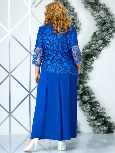 Celeste – Plus Size Floral Embroidered Evening Dress