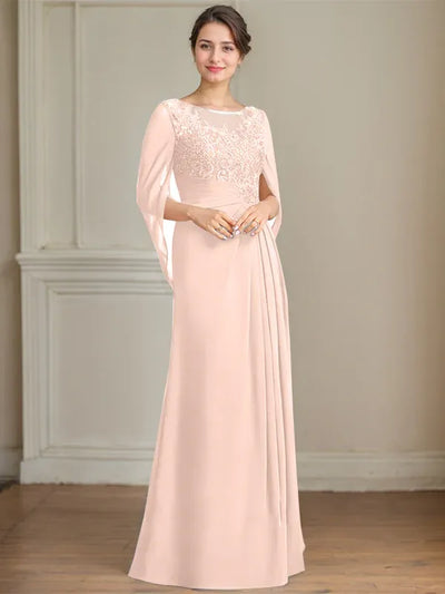 Eloria – Scoop Neck Sequined & Pleated Mother of the Bride Gown