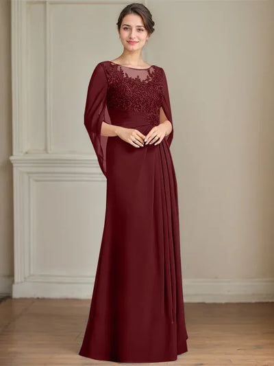 Eloria – Scoop Neck Sequined & Pleated Mother of the Bride Gown