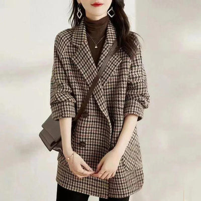 Mia | Women’s Vintage Checked Double-Breasted Coat