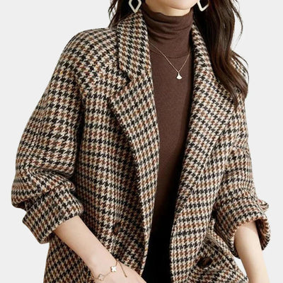 Mia | Women’s Vintage Checked Double-Breasted Coat