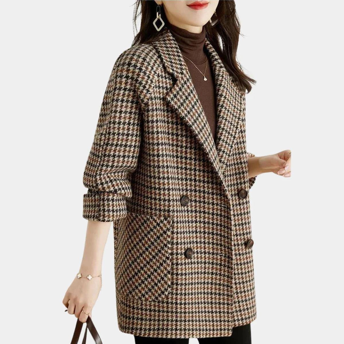 Mia | Women’s Vintage Checked Double-Breasted Coat