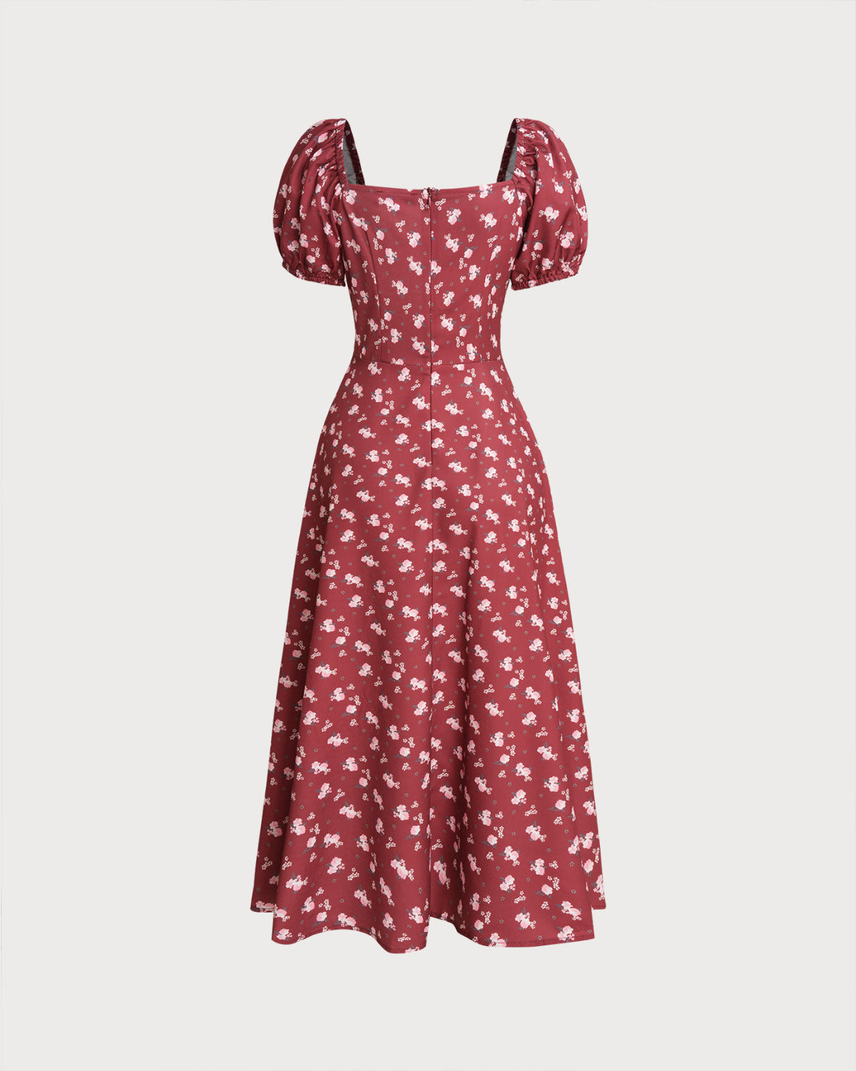 Scarlett – Floral Square Neck Puffed Sleeve Midi Dress