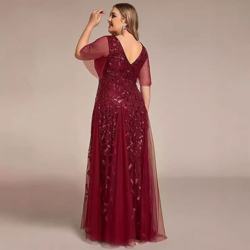 Serena | Plus Size Sequined Mesh Fishtail Evening & Bridesmaid Dress