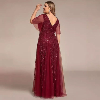 Serena | Plus Size Sequined Mesh Fishtail Evening & Bridesmaid Dress