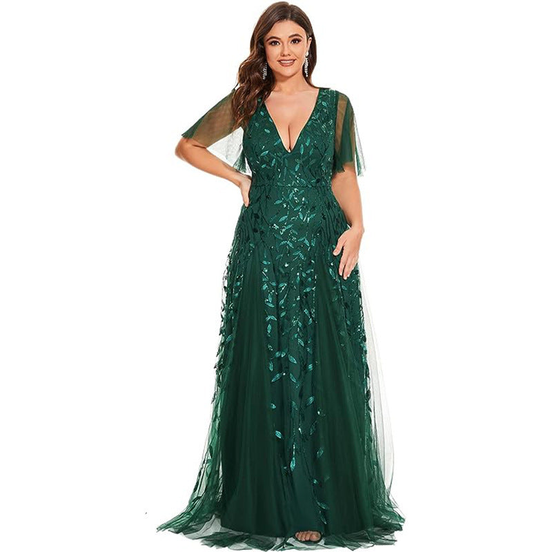 Serena | Plus Size Sequined Mesh Fishtail Evening & Bridesmaid Dress