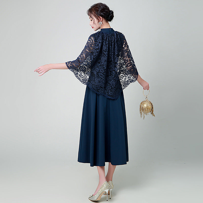 Elara | Navy Blue Long Evening Dress