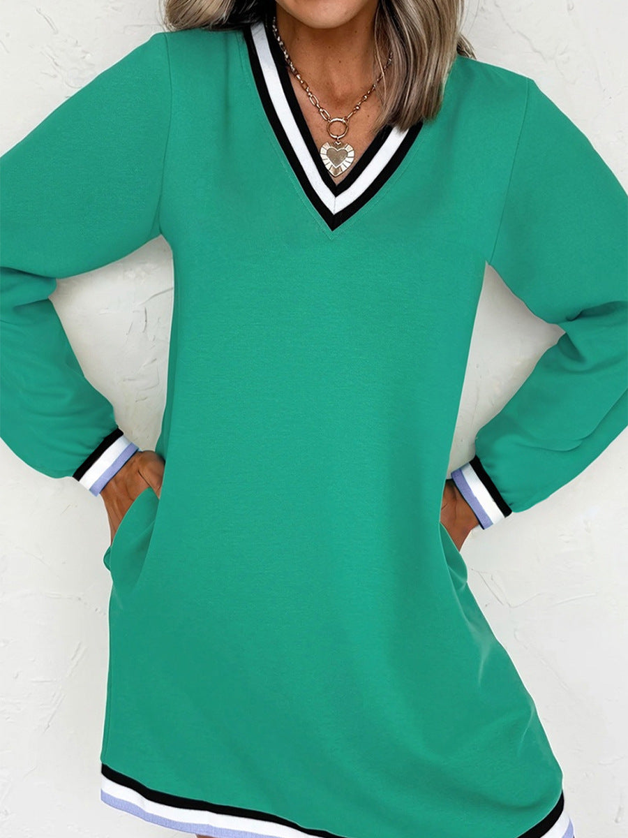 Camilla™ | Color Block Knitted V-Neck Dress
