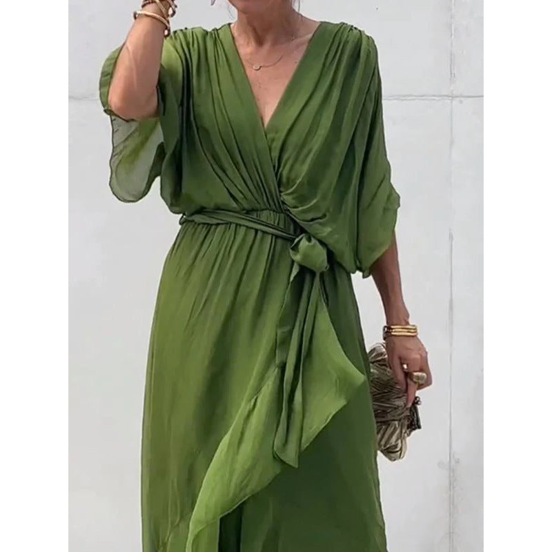 Serena | Lace Bat-Sleeve Irregular Hem Maxi Dress