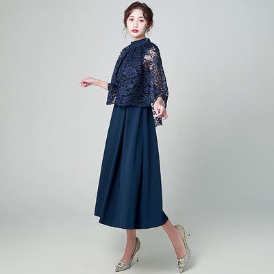 Elara | Navy Blue Long Evening Dress