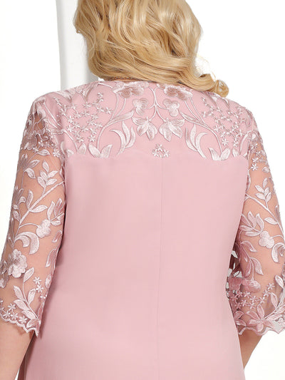 Helena – Plus Size Embroidered Chiffon Splicing Dress