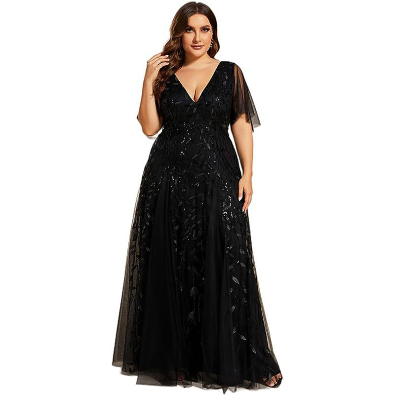 Serena | Plus Size Sequined Mesh Fishtail Evening & Bridesmaid Dress