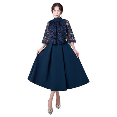 Elara | Navy Blue Long Evening Dress
