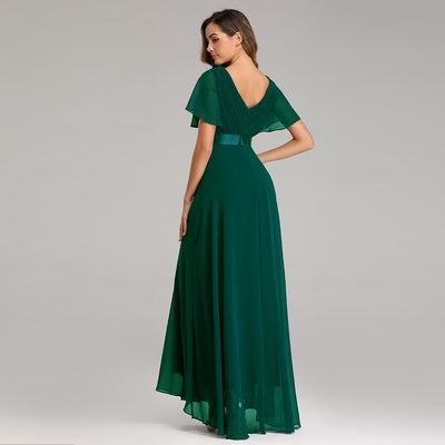 Celeste | Plus Size Double V-Neck Chiffon Evening Dress