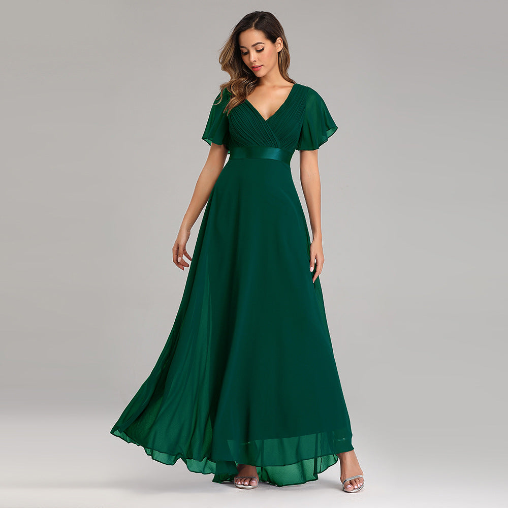 Celeste | Plus Size Double V-Neck Chiffon Evening Dress