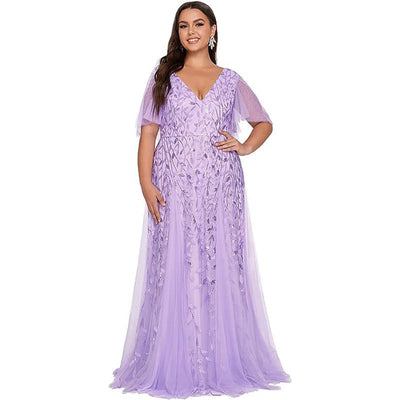 Serena | Plus Size Sequined Mesh Fishtail Evening & Bridesmaid Dress