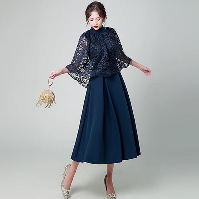 Elara | Navy Blue Long Evening Dress