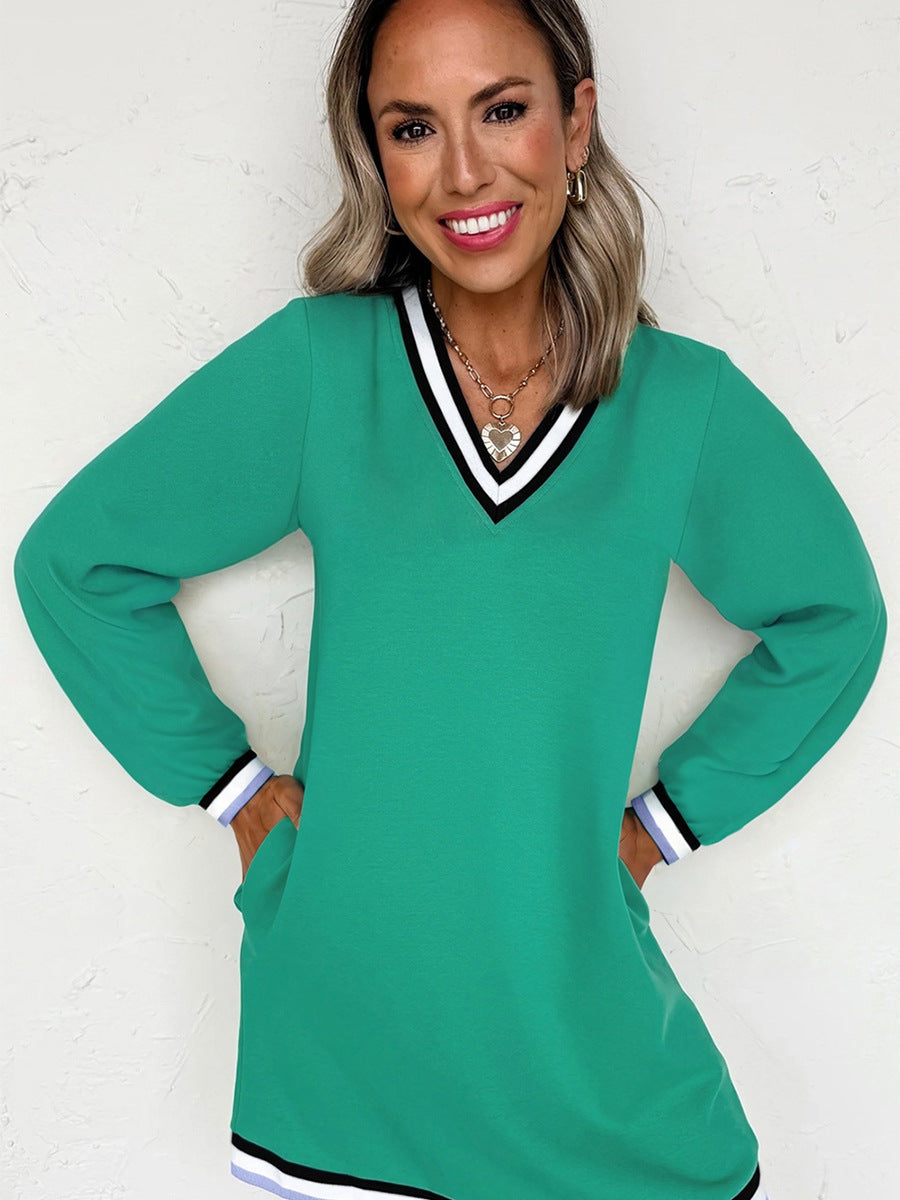 Camilla™ | Color Block Knitted V-Neck Dress