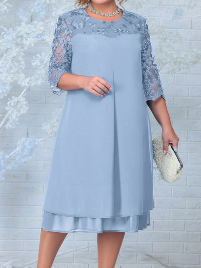 Helena – Plus Size Embroidered Chiffon Splicing Dress