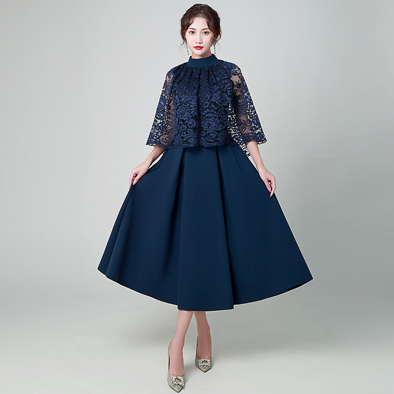 Elara | Navy Blue Long Evening Dress