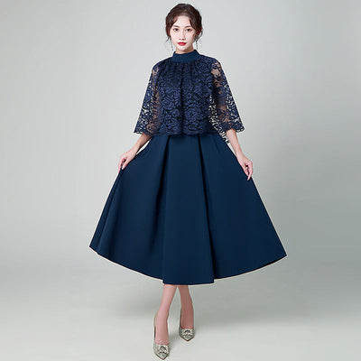 Elara | Navy Blue Long Evening Dress