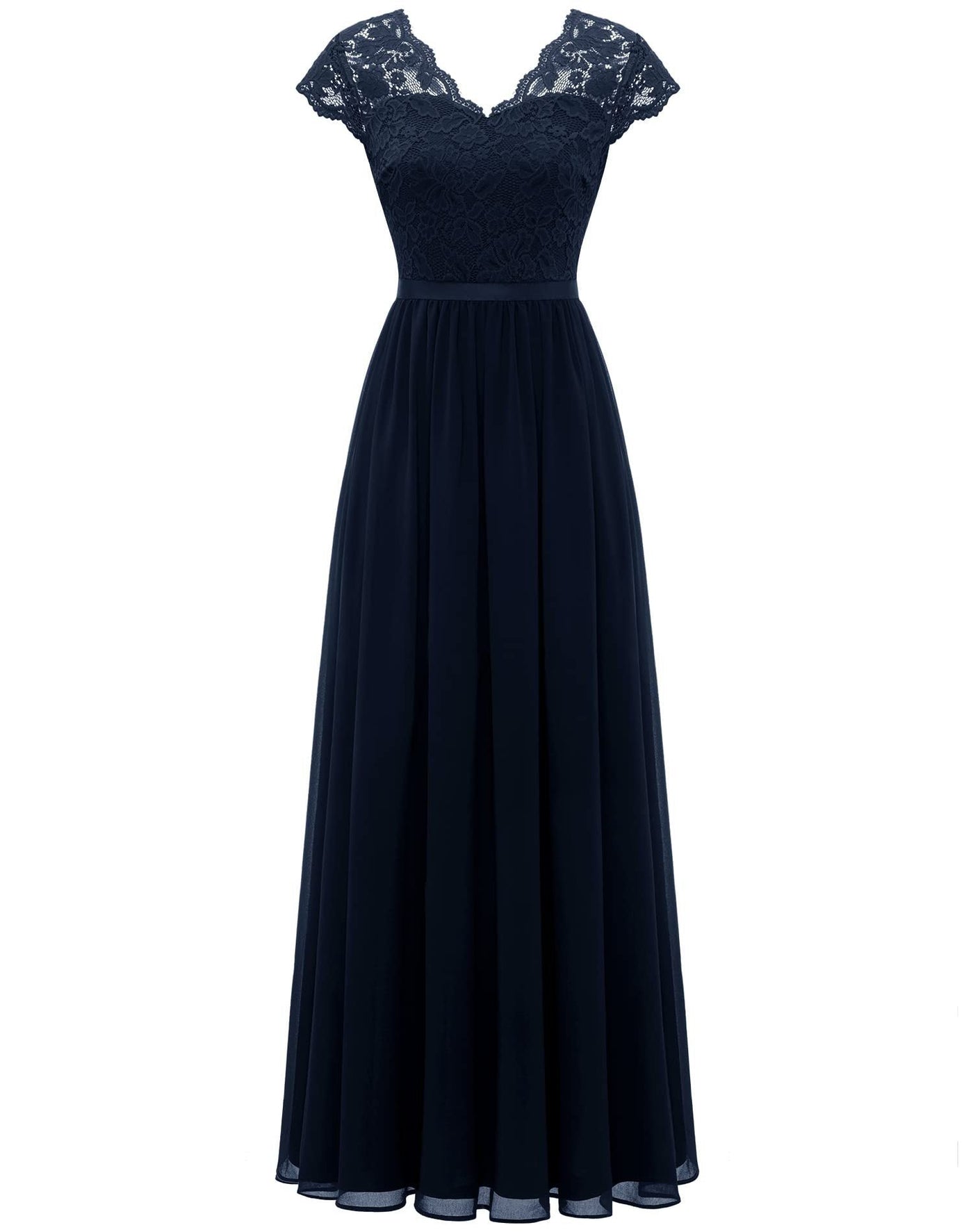 Celestine | Lace Stitching Long Waist Evening Dress