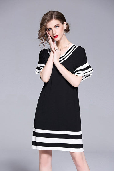 Aurelia™ | Striped Summer Knit Midi Dress