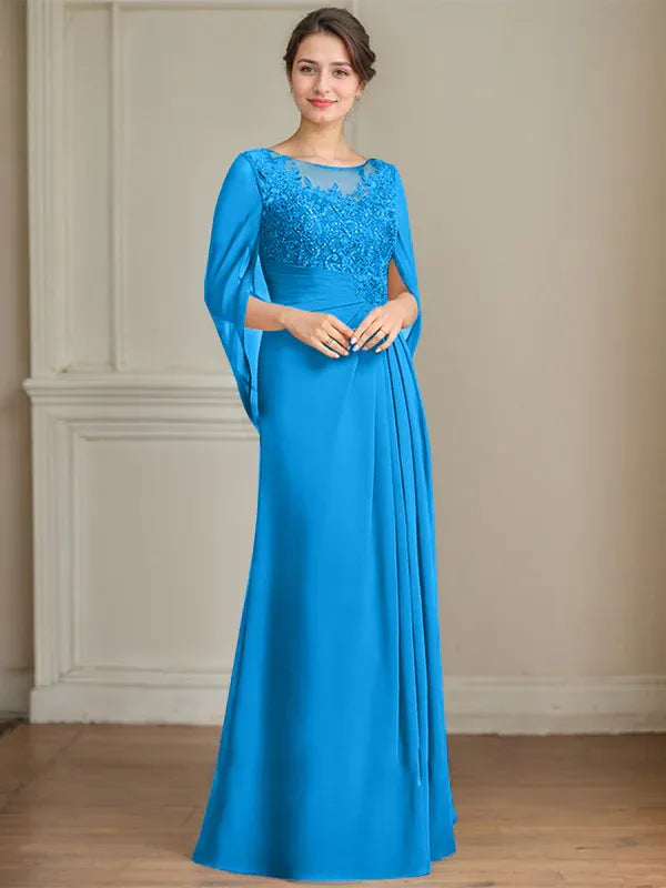 Eloria – Scoop Neck Sequined & Pleated Mother of the Bride Gown