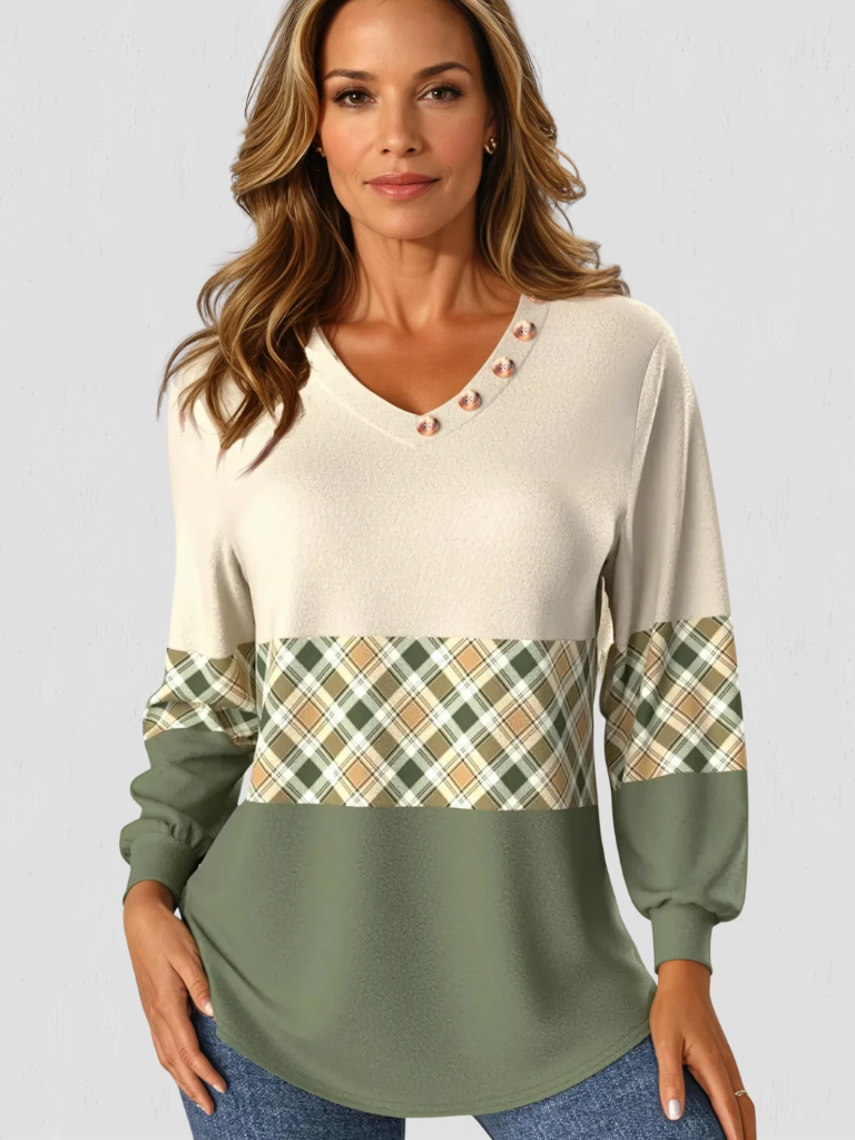 MEADOW PLAID COMFORT TOP