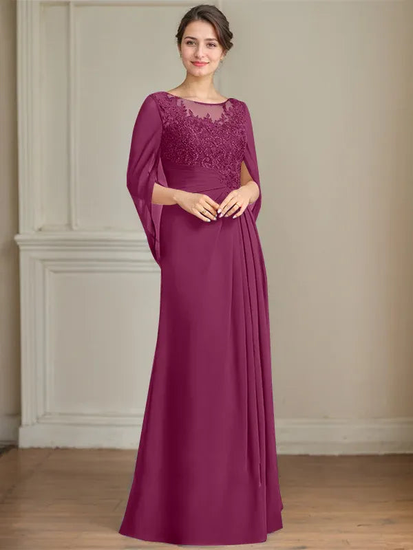 Eloria – Scoop Neck Sequined & Pleated Mother of the Bride Gown