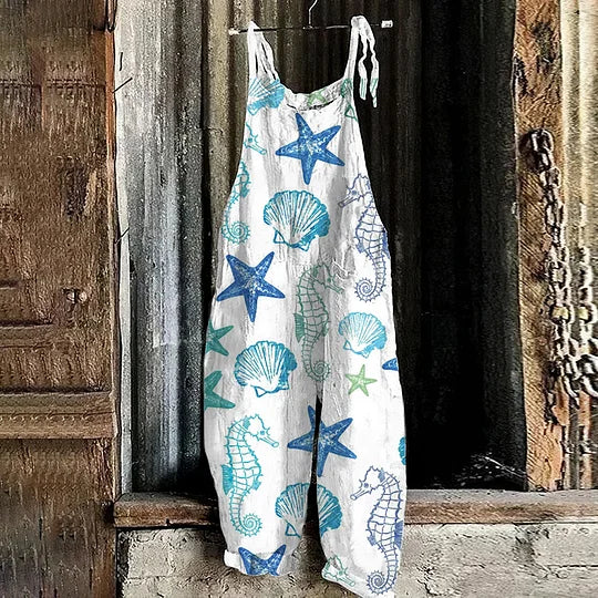 Lightweight artisanal jumpsuit in ocean shell style