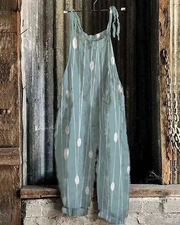 Lightweight artisanal jumpsuit in minimalist dot style