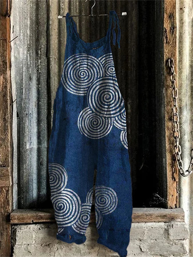 Lightweight artisanal jumpsuit in spiral style