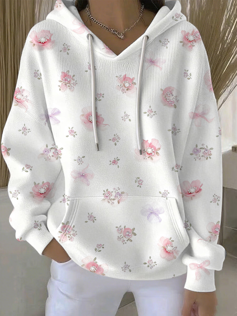 Flora™ - Women's Casual Hoodie with Pink Breast Cancer Print