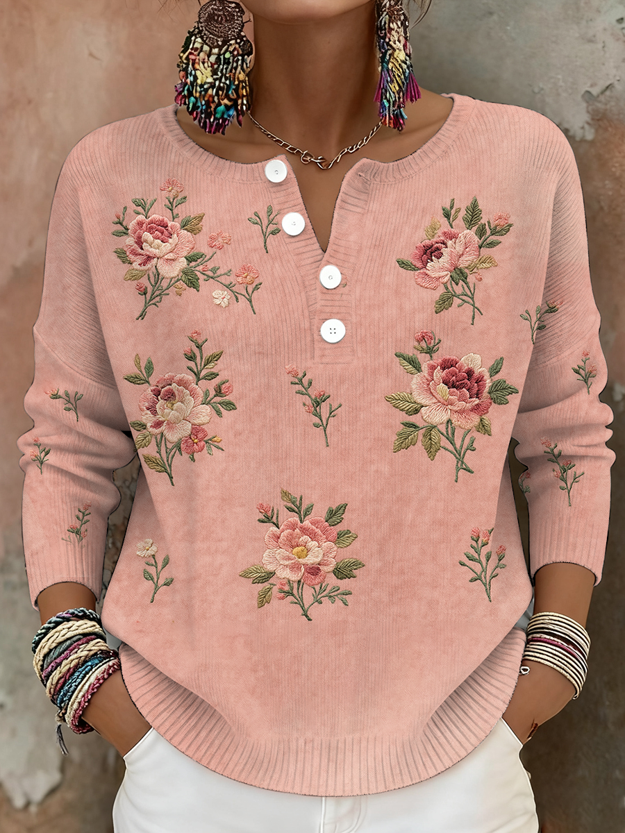 Floral Art Printed Tops for Women's Breast Cancer Awareness