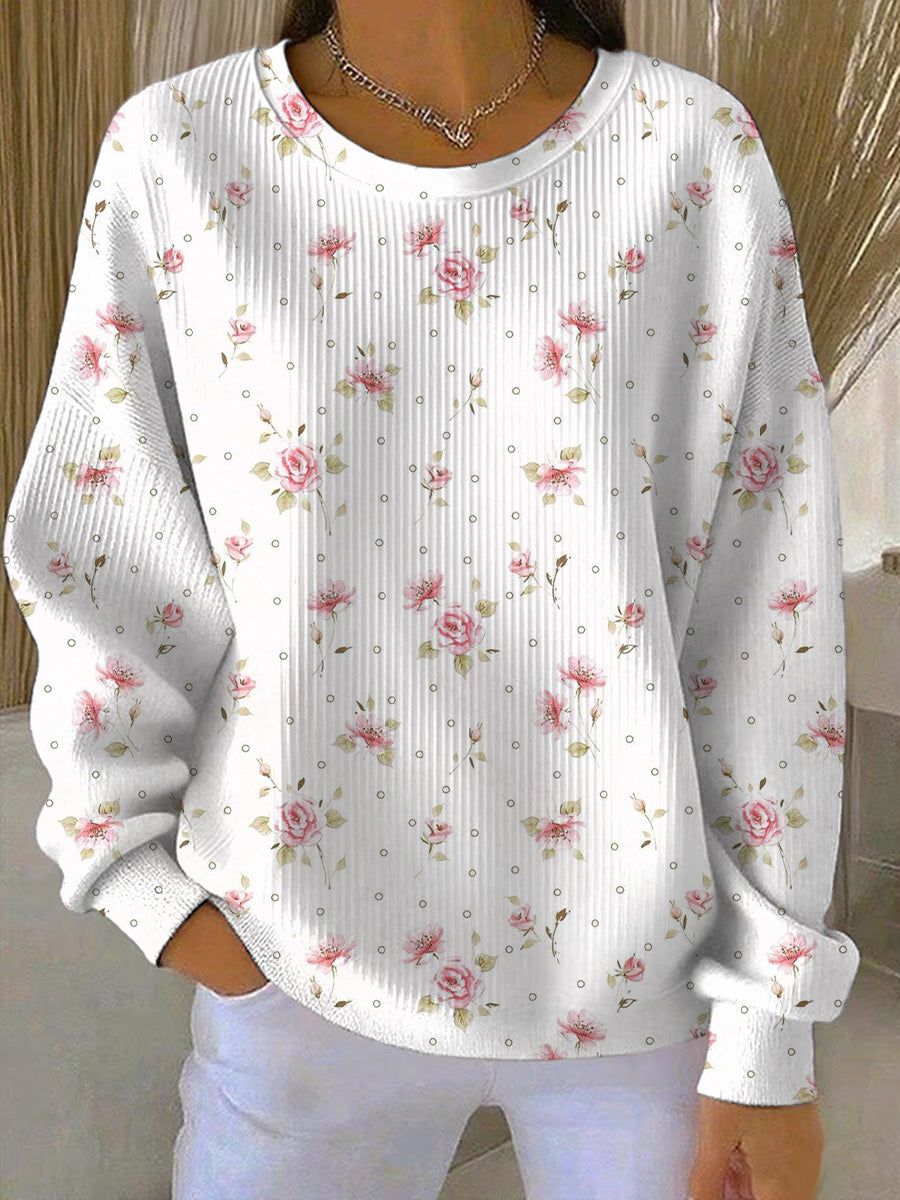 Serena™ - Casual Sweatshirt with Breast Cancer Pink Print